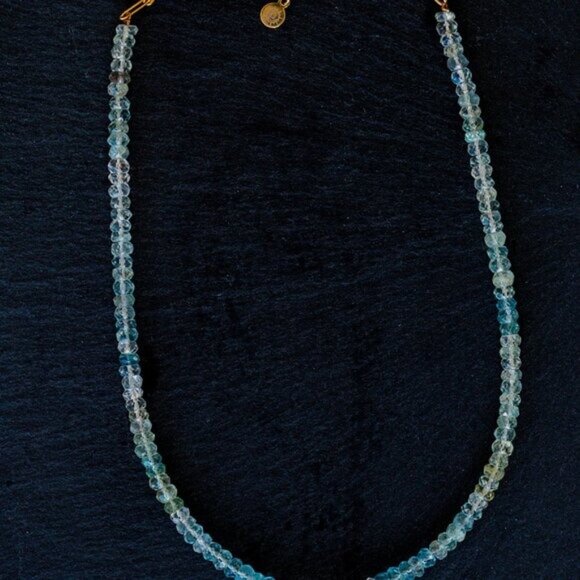 Aquamarine Beaded Necklace BEAUTIFUL goddess necklace for her Non-tarnish Gold - Picture 9 of 14
